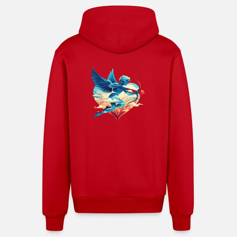 Cupidon céleste aux ailes rêveuses - Veste à capuche bio décontractée fabriquée en UE - rouge