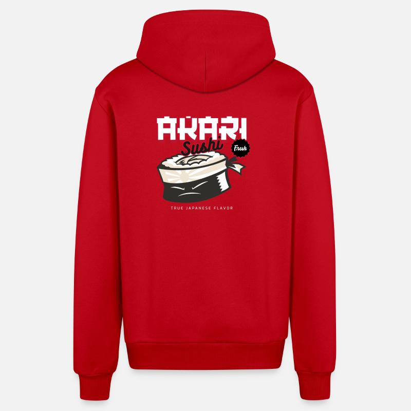 AKARI Sushi – Vraie saveur japonaise - Veste à capuche bio décontractée fabriquée en UE - rouge