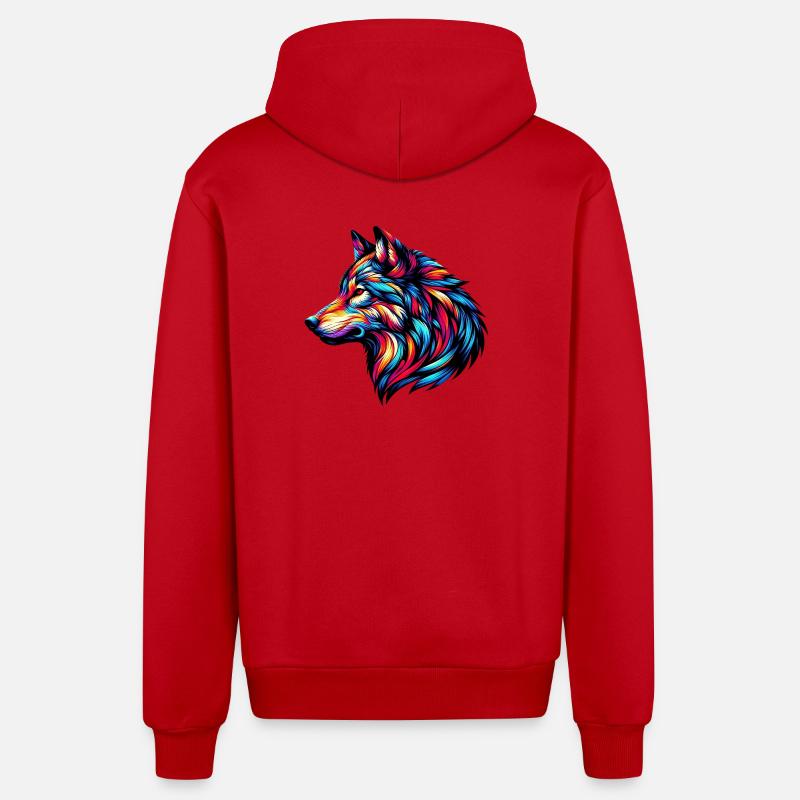Wolf - Organic Relaxed Kapuzenjacke Made in EU - Rot