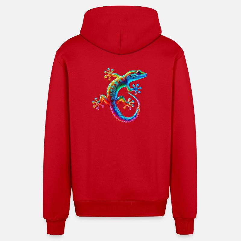 Gecko - Veste à capuche bio décontractée fabriquée en UE - rouge