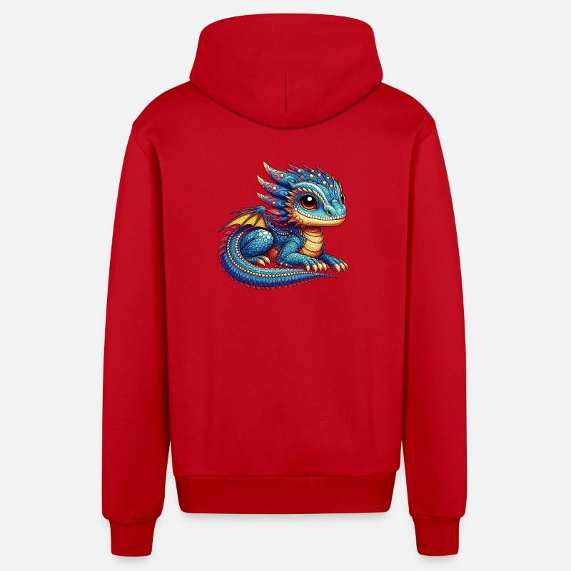 Dragon - Veste à capuche bio décontractée fabriquée en UE - rouge
