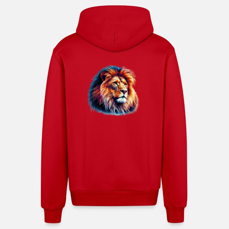Lion - Veste à capuche bio décontractée fabriquée en UE - rouge