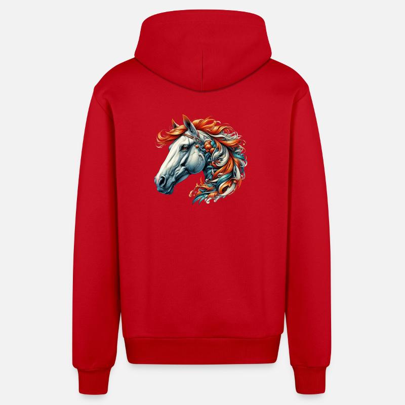 Cheval - Veste à capuche bio décontractée fabriquée en UE - rouge