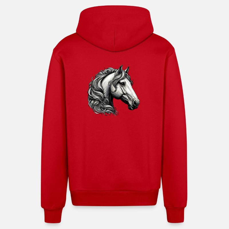 Cheval - Veste à capuche bio décontractée fabriquée en UE - rouge