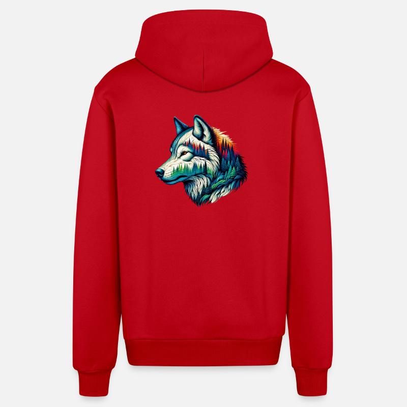 Loup - Veste à capuche bio décontractée fabriquée en UE - rouge