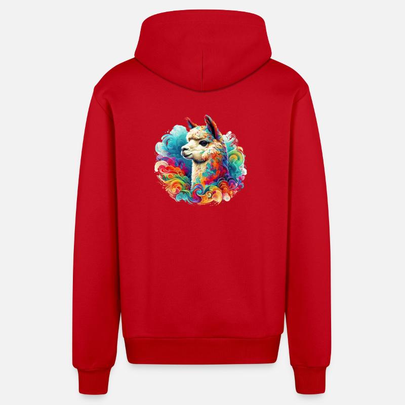 Alpaga - Veste à capuche bio décontractée fabriquée en UE - rouge