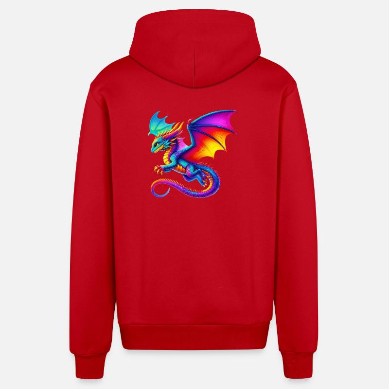 Dragon - Veste à capuche bio décontractée fabriquée en UE - rouge