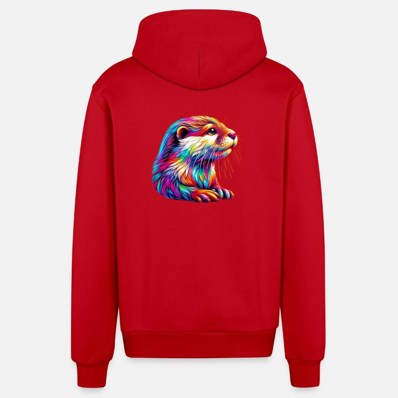 Loutre - Veste à capuche bio décontractée fabriquée en UE - rouge