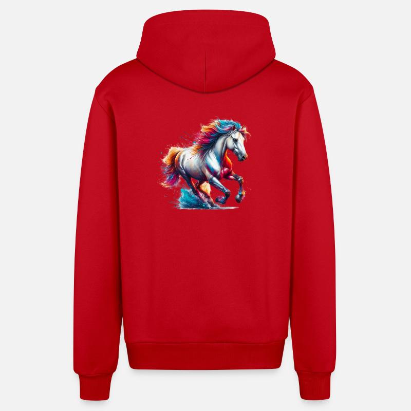 Cheval - Veste à capuche bio décontractée fabriquée en UE - rouge