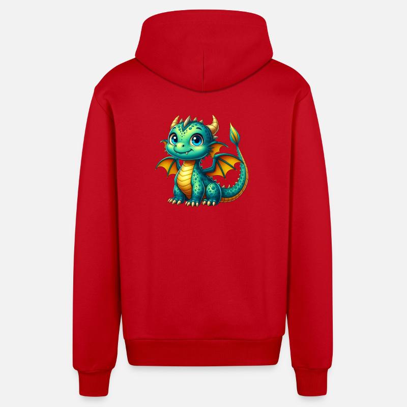 Dragon - Veste à capuche bio décontractée fabriquée en UE - rouge