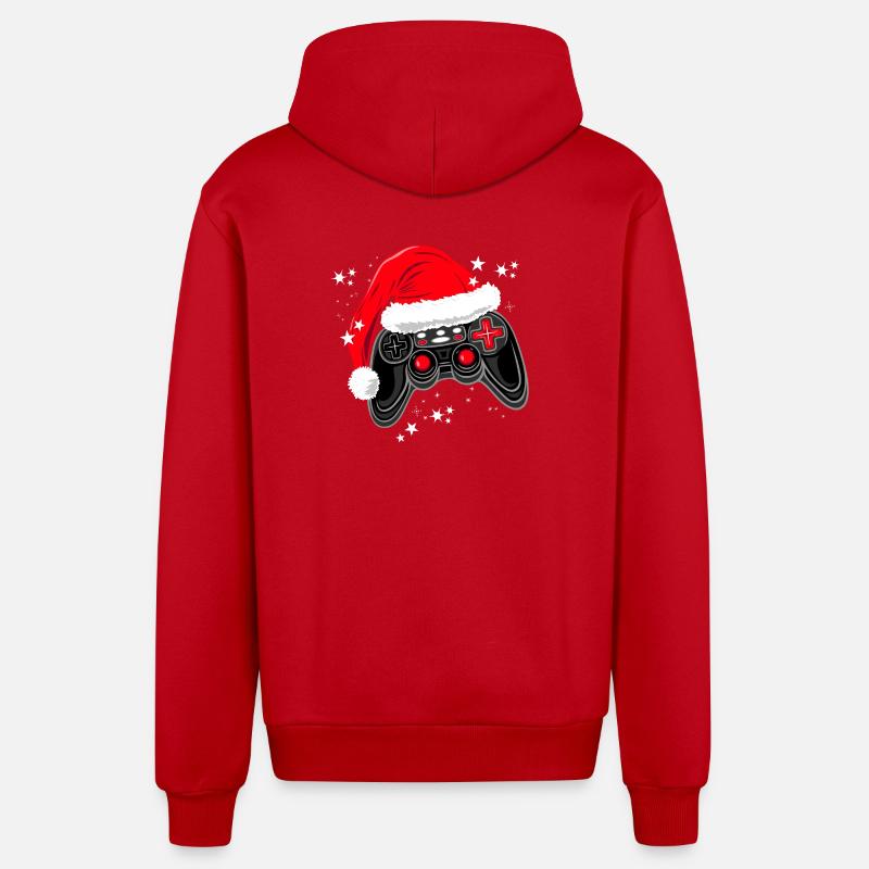 Gaming-Controller mit Weihnachtsmütze - Organic Relaxed Kapuzenjacke Made in EU - Rot