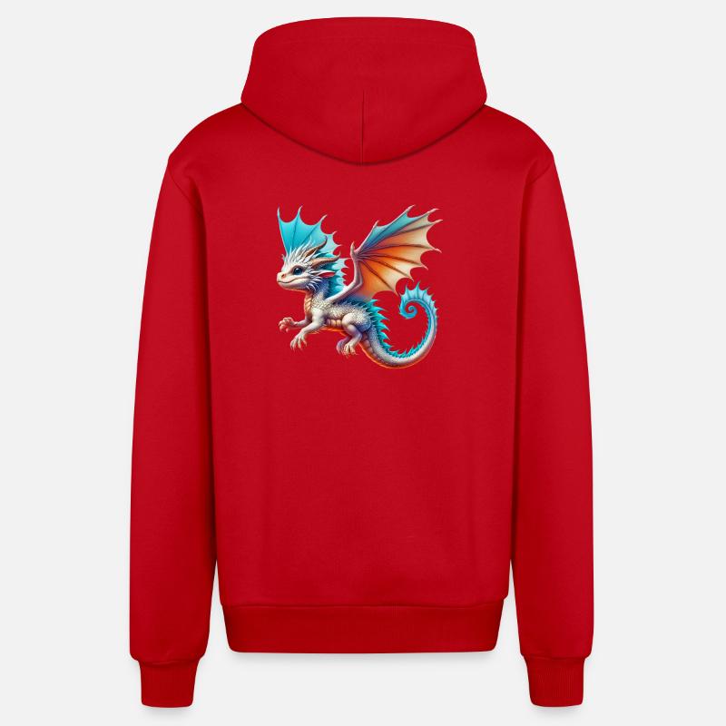 Dragon - Veste à capuche bio décontractée fabriquée en UE - rouge