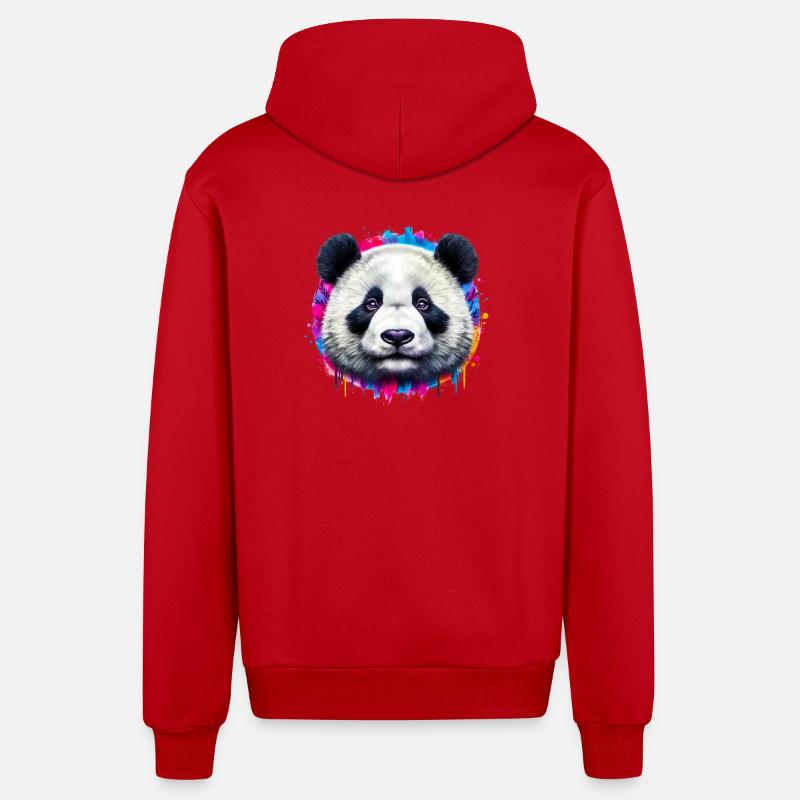 Panda - Veste à capuche bio décontractée fabriquée en UE - rouge