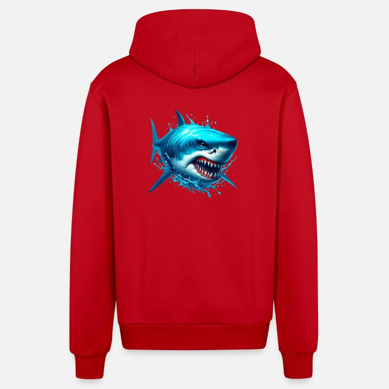 Requin - Veste à capuche bio décontractée fabriquée en UE - rouge