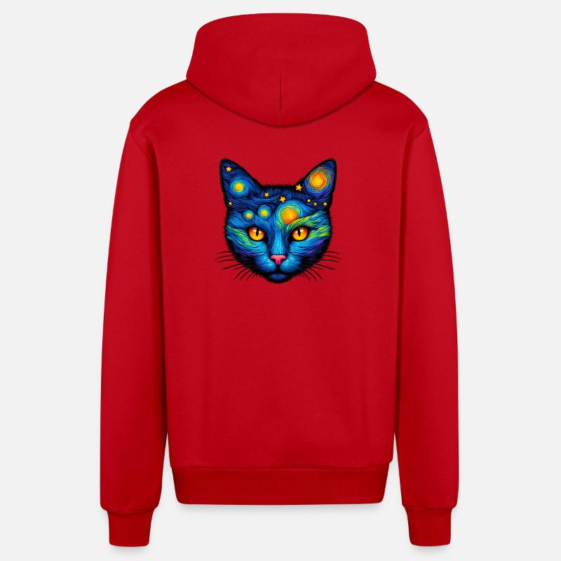 Cat - Organic Relaxed Hooded Jacket Made in EU - red