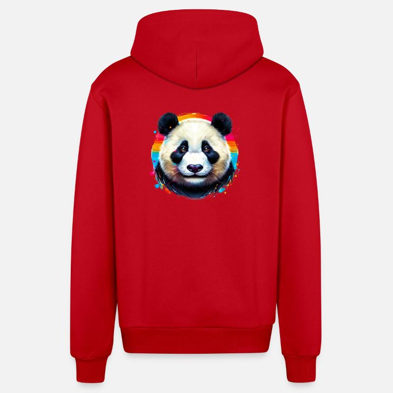 Panda - Veste à capuche bio décontractée fabriquée en UE - rouge