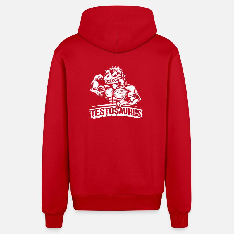 Testosaurus – Der muskulöse Cybersaurus - Organic Relaxed Kapuzenjacke Made in EU - Rot