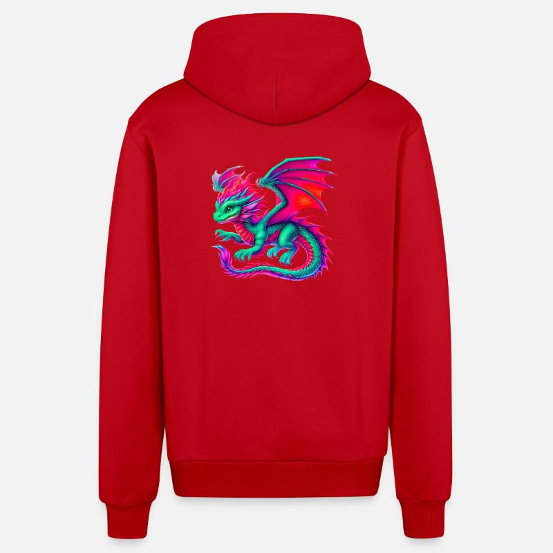 Dragon - Veste à capuche bio décontractée fabriquée en UE - rouge
