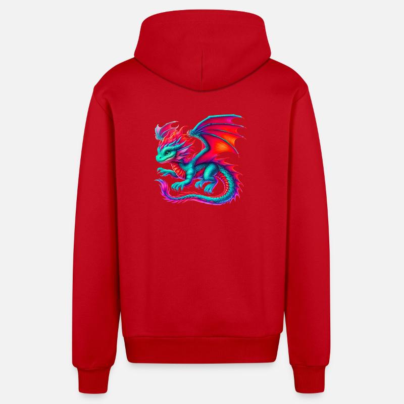Dragon - Veste à capuche bio décontractée fabriquée en UE - rouge