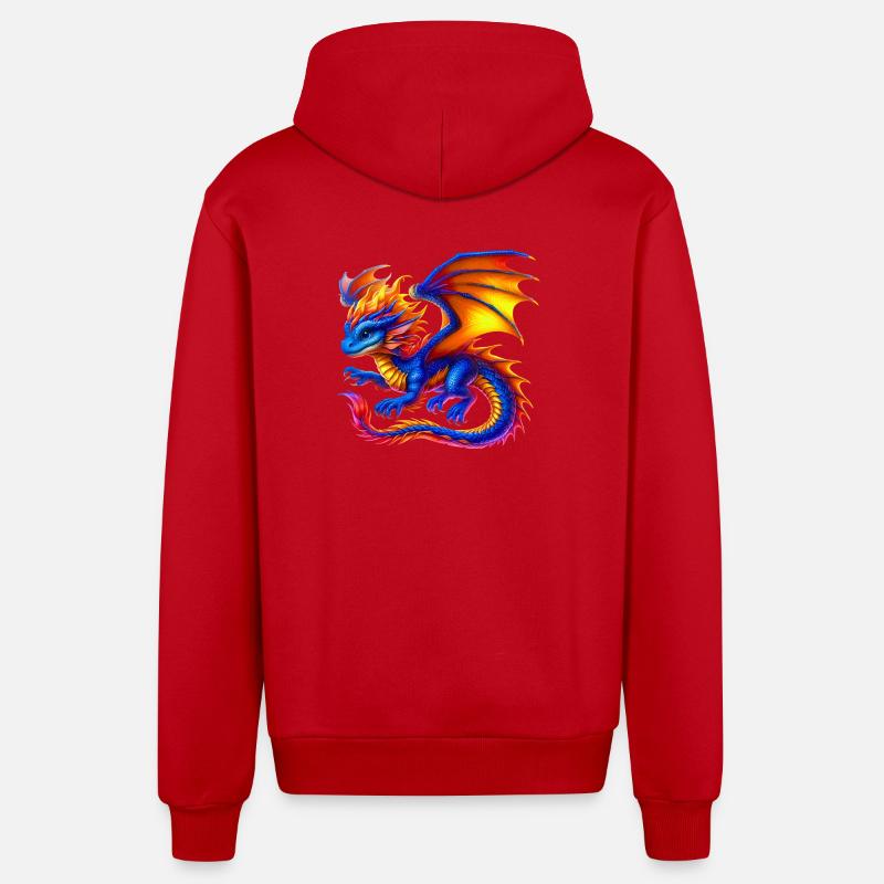 Dragon - Veste à capuche bio décontractée fabriquée en UE - rouge