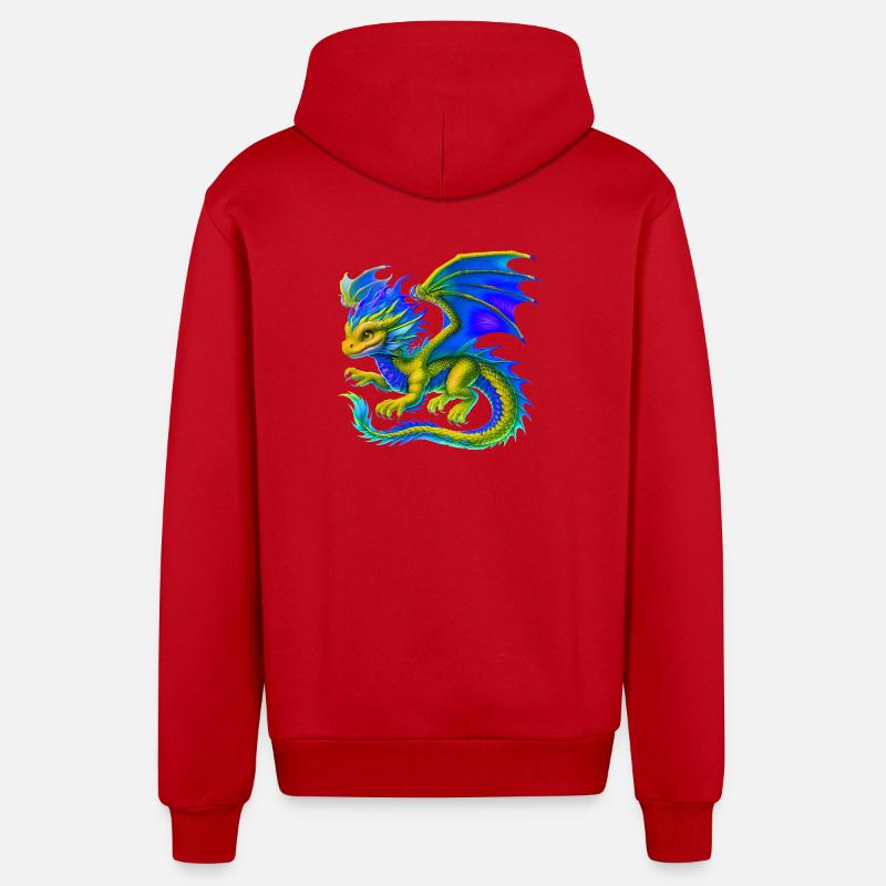 Dragon - Veste à capuche bio décontractée fabriquée en UE - rouge