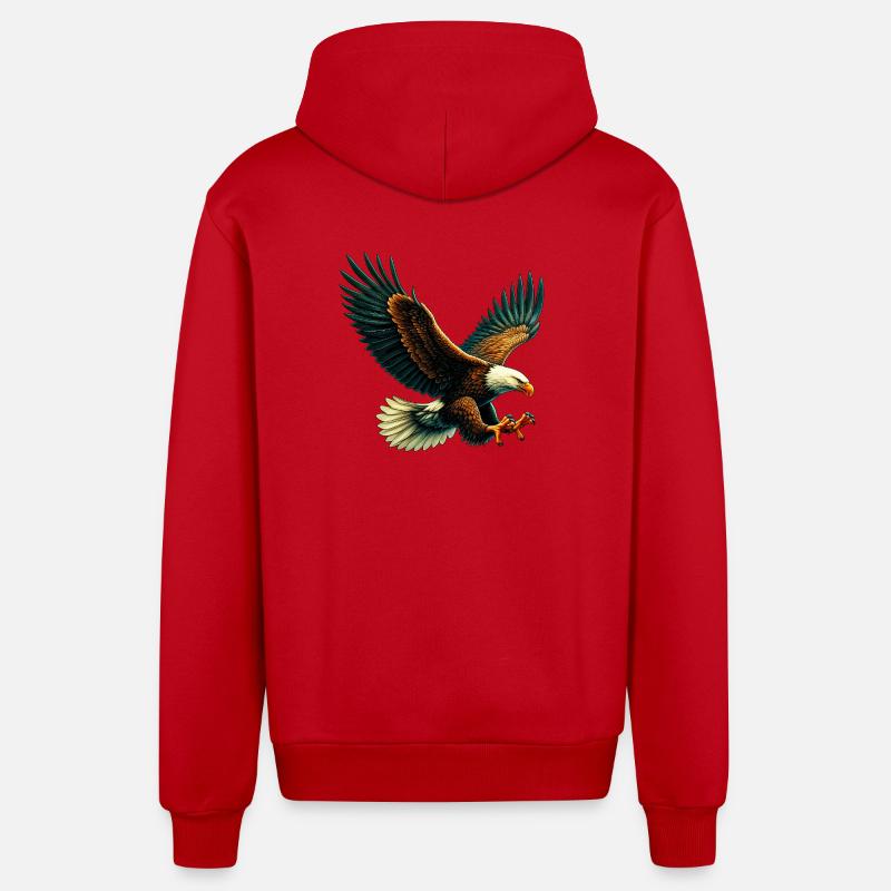 Eagle - Organic Relaxed Hooded Jacket Made in EU - red