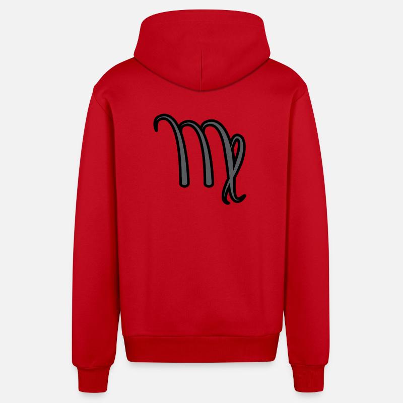 Jungfrau Sternzeichen Symbol Schwarz & Grau - Organic Relaxed Kapuzenjacke Made in EU - Rot