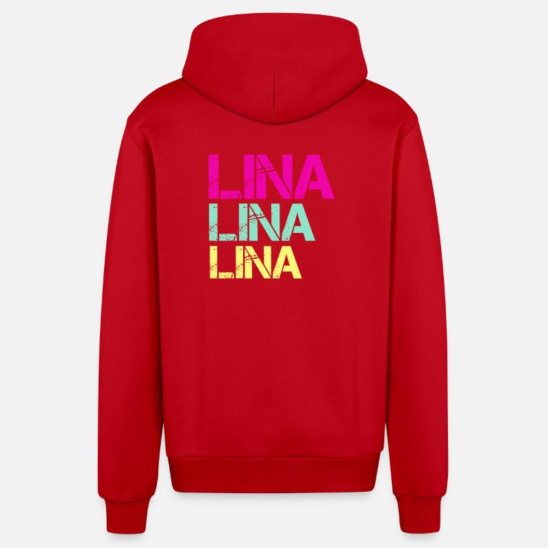 Triptyque néon LINA - Veste à capuche bio décontractée fabriquée en UE - rouge