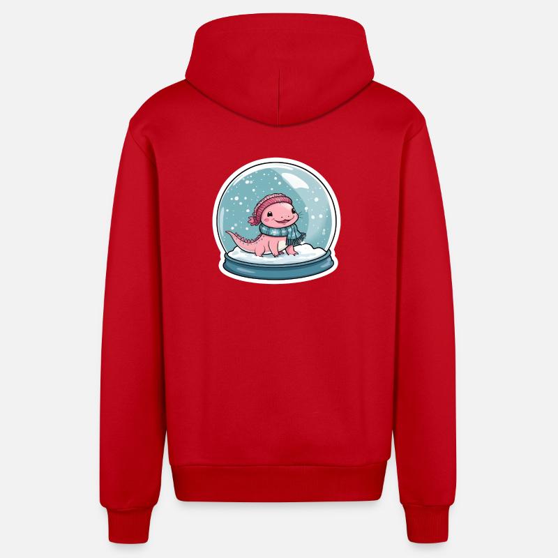 Axolotl dans la boule à neige - Veste à capuche bio décontractée fabriquée en UE - rouge