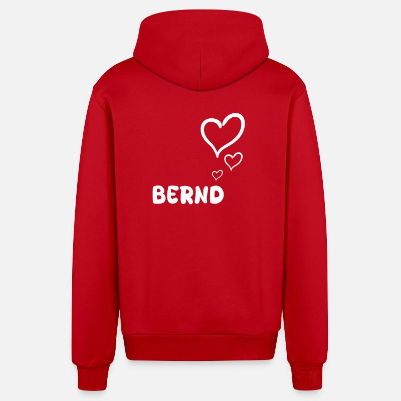 Bernd as a first name - Organic Relaxed Hooded Jacket Made in EU - red