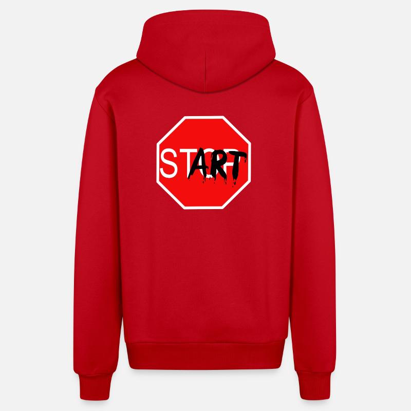 Panneau de démarrage Graffiti Panneau d’arrêt - Veste à capuche bio décontractée fabriquée en UE - rouge