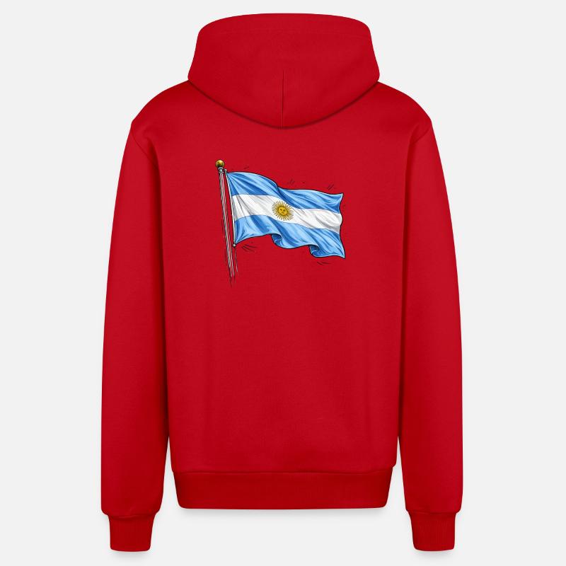 Drapeau de l’Argentine - Veste à capuche bio décontractée fabriquée en UE - rouge
