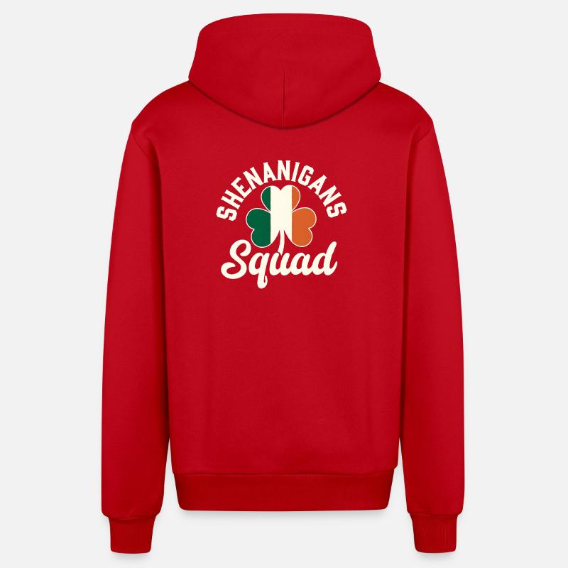 Escadron des Manigances Shamrock - Veste à capuche bio décontractée fabriquée en UE - rouge