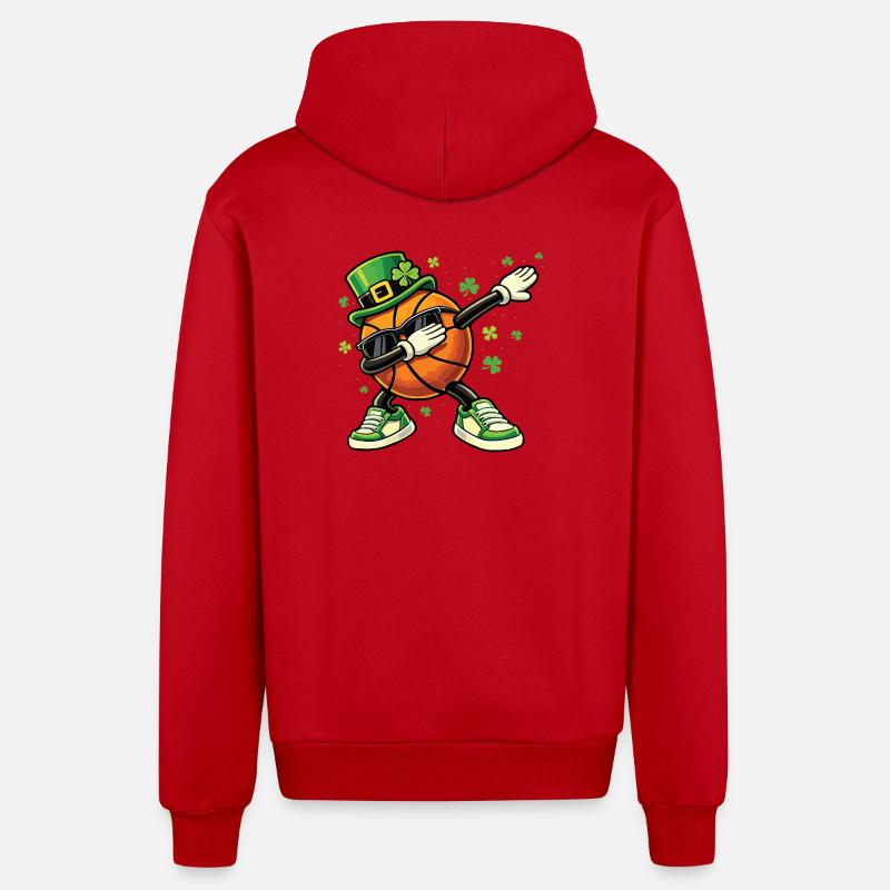 Basket-ball Lutin St Patrick’s St. Paddys - Veste à capuche bio décontractée fabriquée en UE - rouge