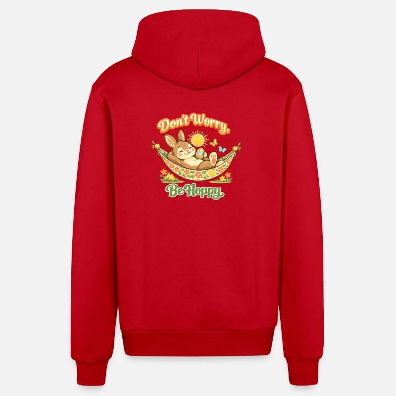 Saying Easter Bunny Funny - Organic Relaxed Hooded Jacket Made in EU - red