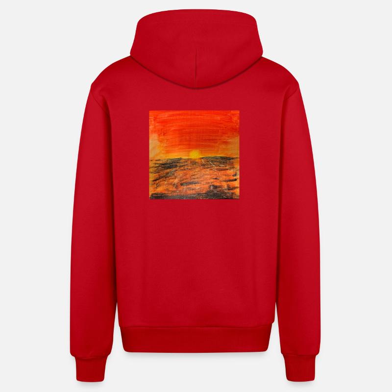 Coucher de soleil rouge feu - Veste à capuche bio décontractée fabriquée en UE - rouge