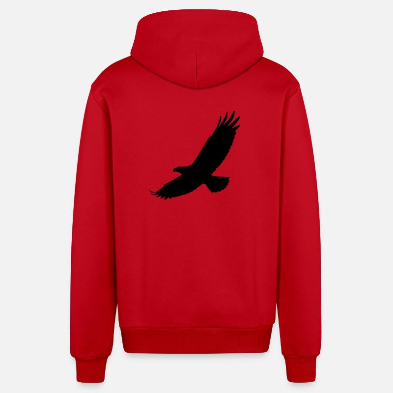Faucon en vol - Veste à capuche bio décontractée fabriquée en UE - rouge