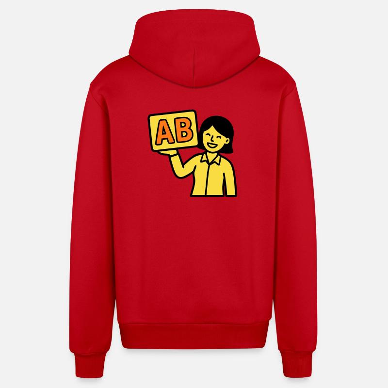 Teacher Elementary School ABC Vector - Organic Relaxed Hooded Jacket Made in EU - red