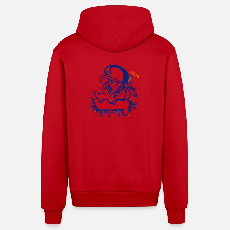 Écolier - Veste à capuche bio décontractée fabriquée en UE - rouge