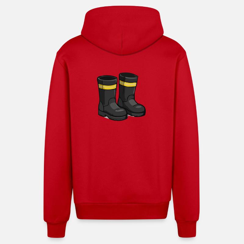 Bottes en caoutchouc Ruban jaune - Veste à capuche bio décontractée fabriquée en UE - rouge