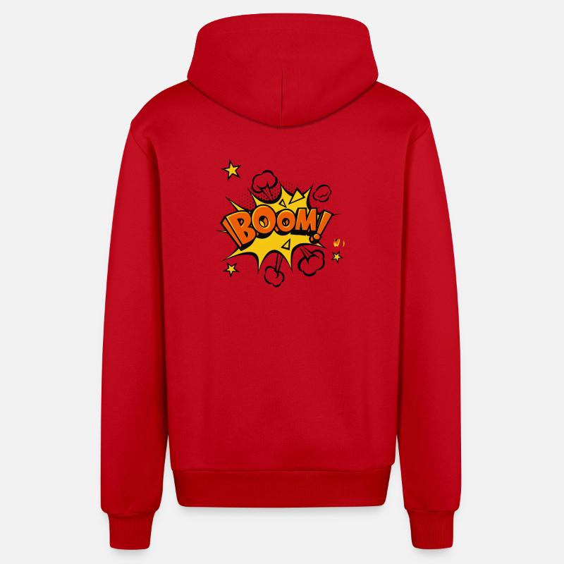 Boom Comic Explosion - Organic Relaxed Kapuzenjacke Made in EU - Rot