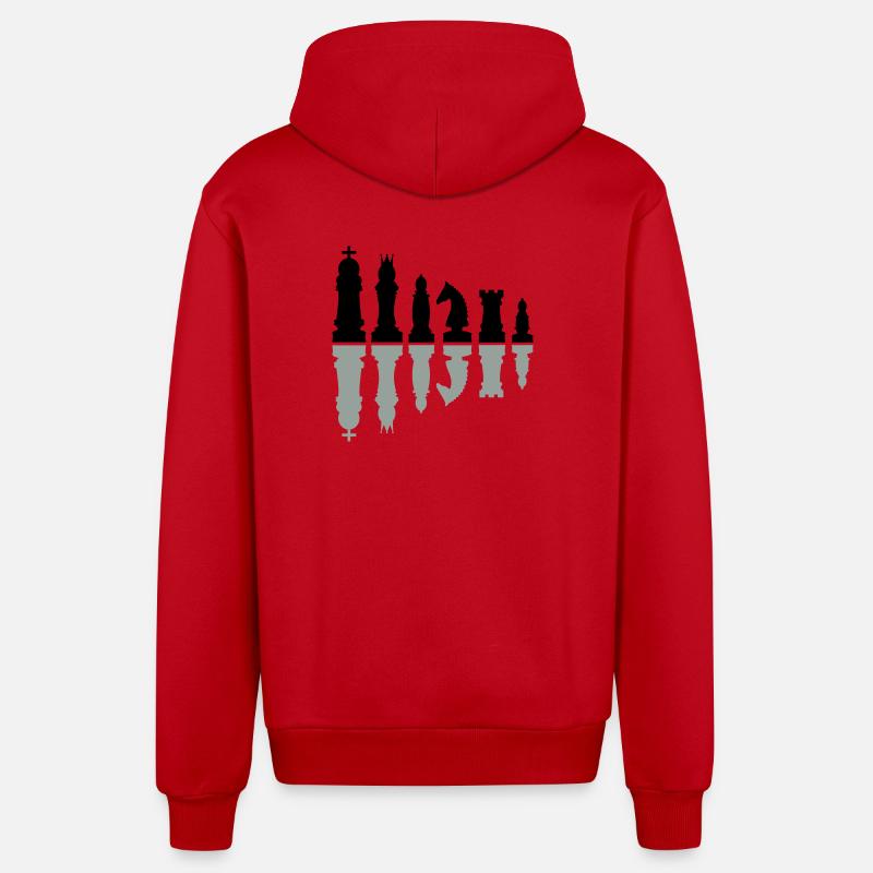 échecs - Veste à capuche bio décontractée fabriquée en UE - rouge