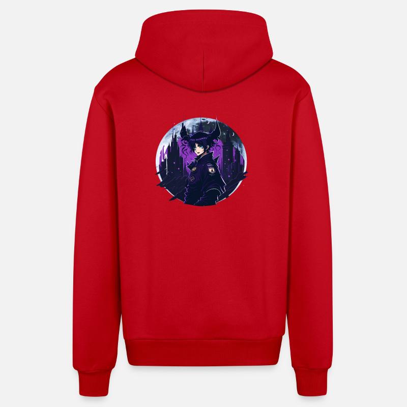 Anime Gothic Moon Girl - Veste à capuche bio décontractée fabriquée en UE - rouge