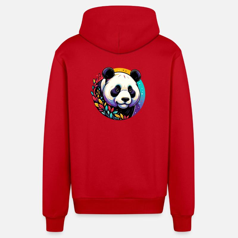 Panda - Veste à capuche bio décontractée fabriquée en UE - rouge