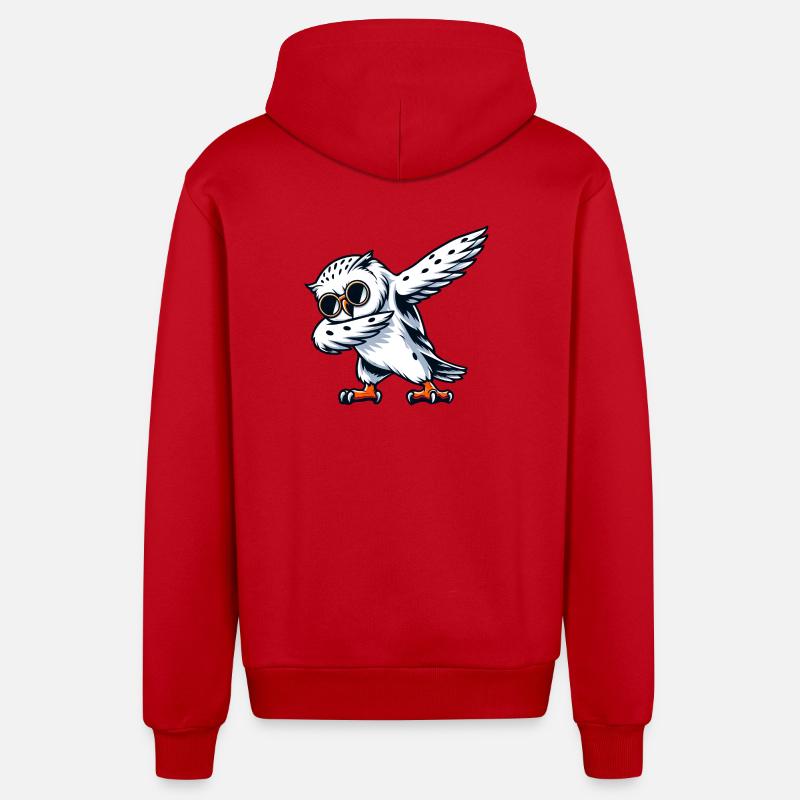 Coole Schneeeule Dabbing Pose - Organic Relaxed Kapuzenjacke Made in EU - Rot