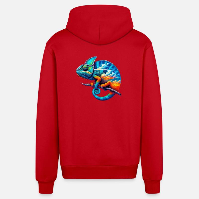 Caméléon - Veste à capuche bio décontractée fabriquée en UE - rouge