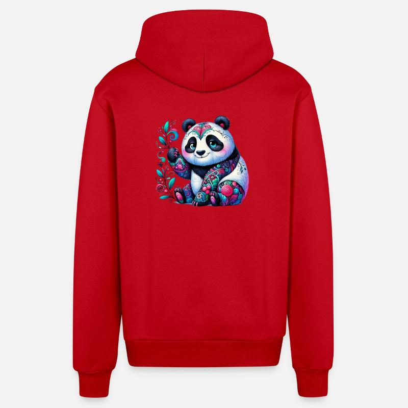 Panda - Veste à capuche bio décontractée fabriquée en UE - rouge