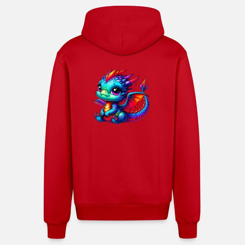 Dragon - Veste à capuche bio décontractée fabriquée en UE - rouge