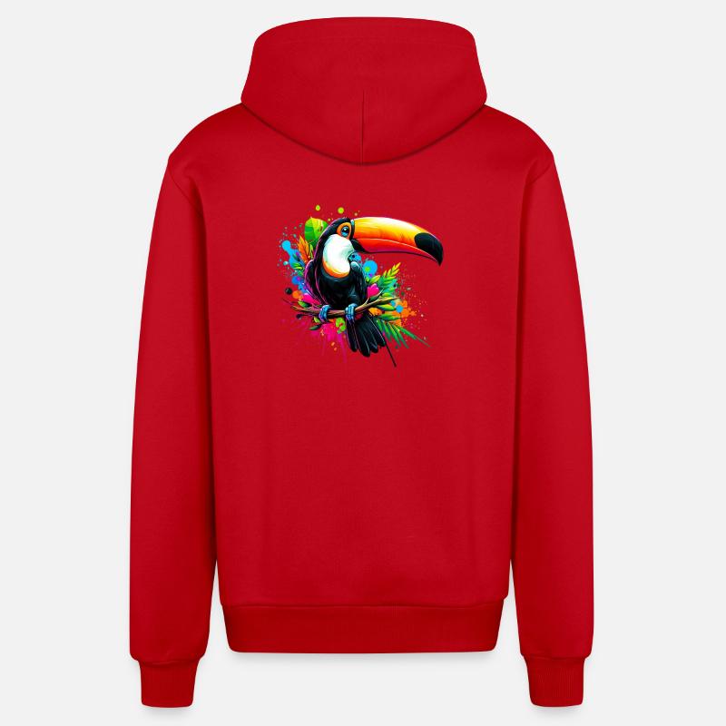 Toucan - Veste à capuche bio décontractée fabriquée en UE - rouge