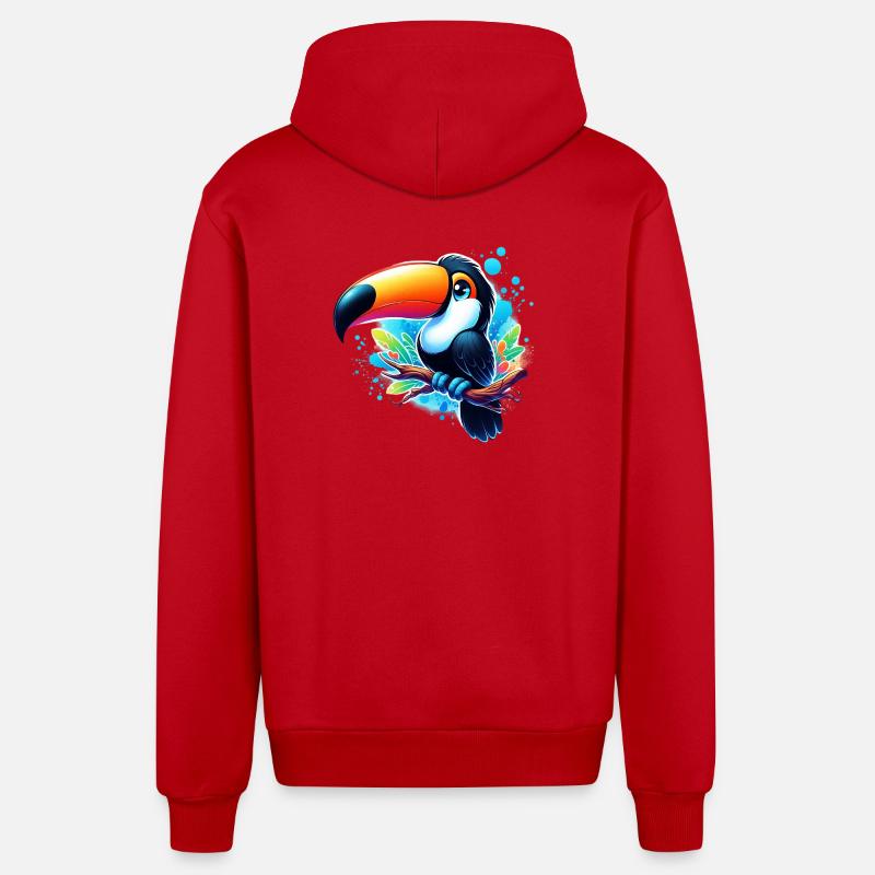Toucan - Veste à capuche bio décontractée fabriquée en UE - rouge